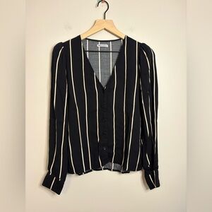 Women’s Reformation Annaliese Top in the Sinatra Stripe pattern size L